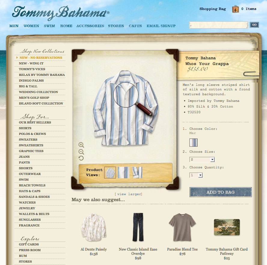 Screenshot of tommybahama.com