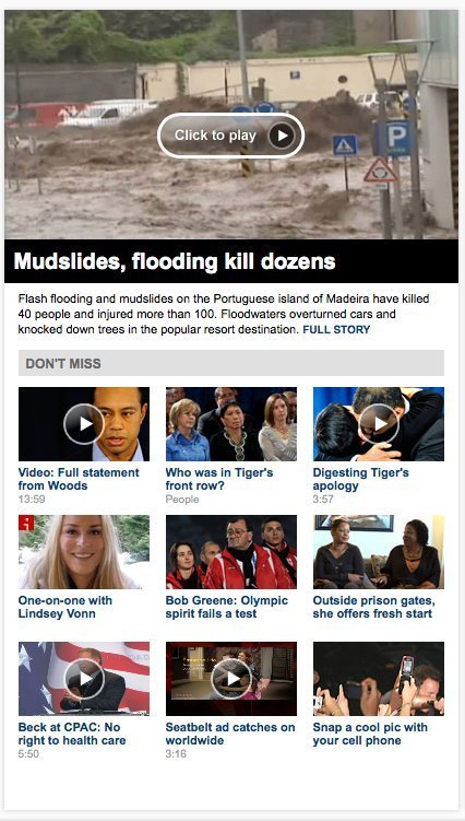 Great combination of video stories and regular text stories in this article list at cnn.com
