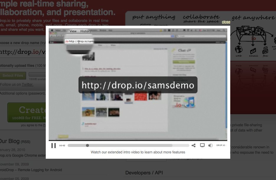 Screenshot of drop.io