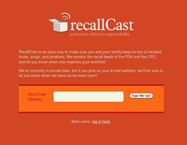 Screenshot of recallcast.com