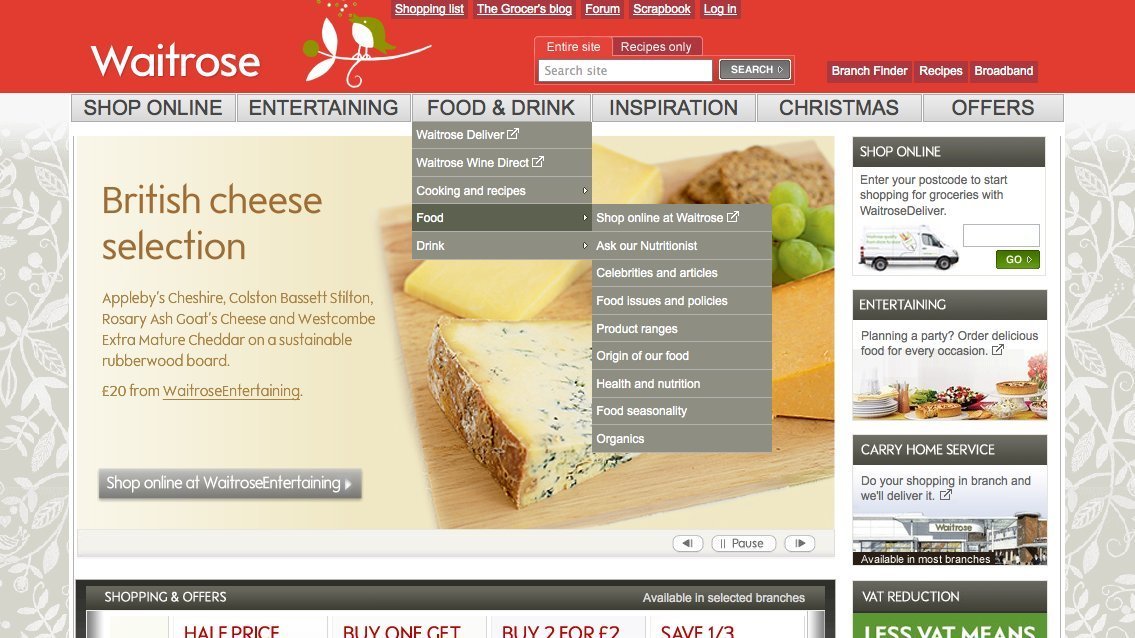 Screenshot of waitrose.com