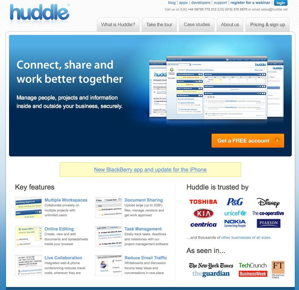 Screenshot of huddle.net