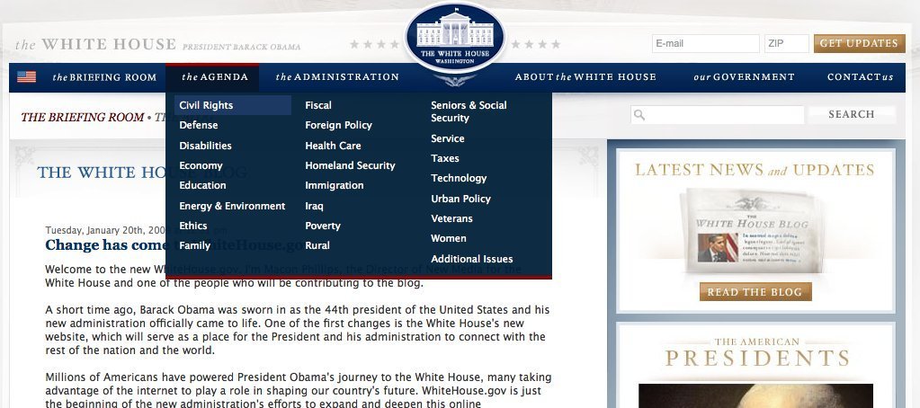Screenshot of whitehouse.gov