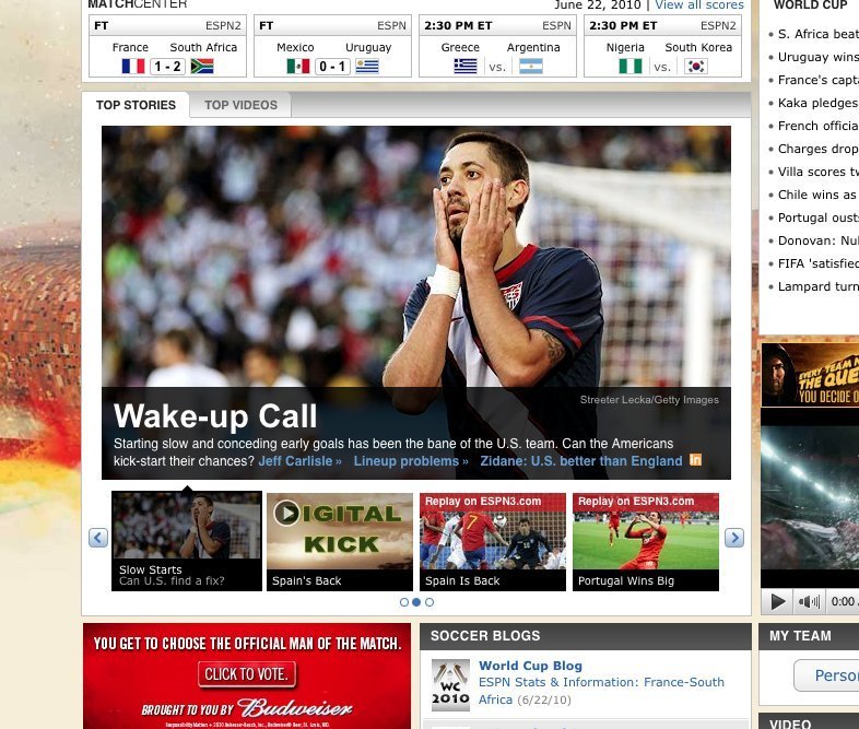 Screenshot of soccernet.espn.go.com