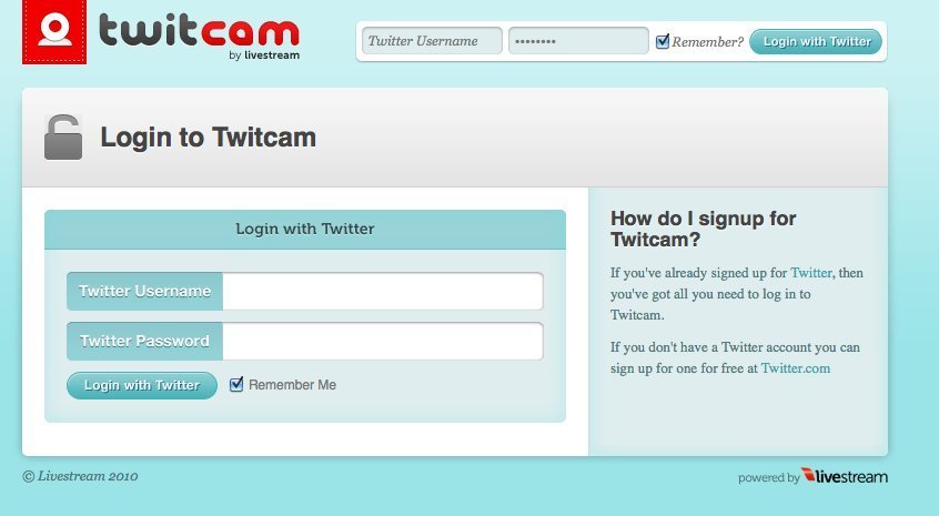 Screenshot of twitcam.com