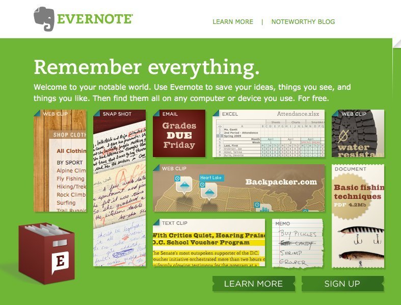 Screenshot of evernote.com