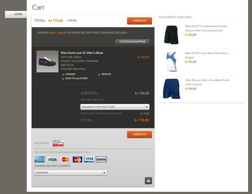 Shopping Cart design pattern example at Store at Nike - 27 of 61