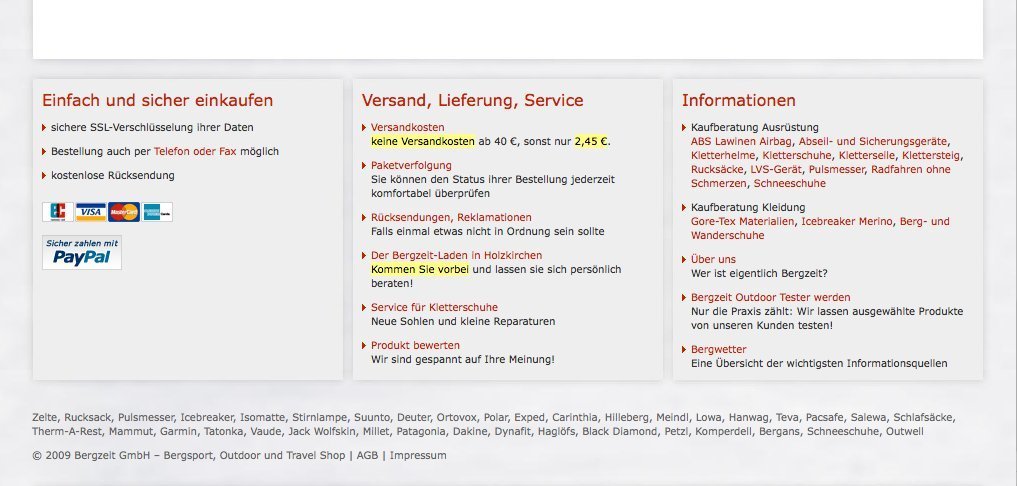Screenshot of bergzeit.de