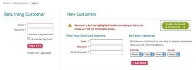 Input Feedback example from diapers.com
