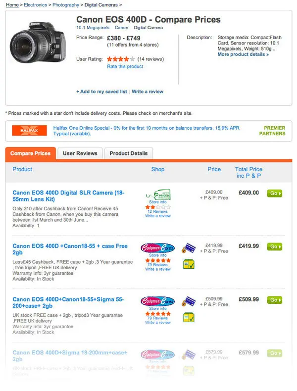 Rate Content example from kelkoo.com