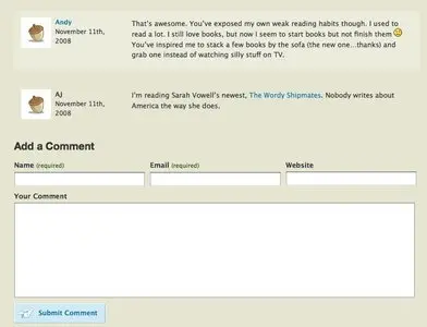 Comments example from oaktreecreative.com