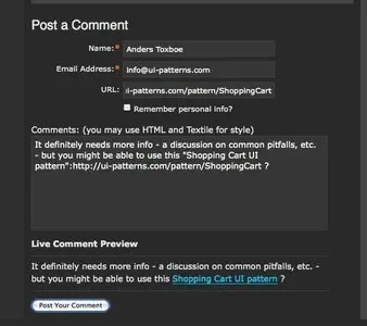 Comments example from smileycat.com