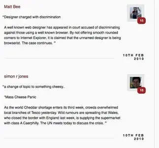 Comments example from stuffandnonsense.co.uk