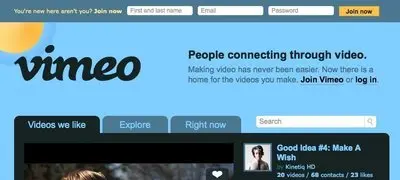 Account Registration example from vimeo.com