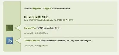 Comments example from designsnack.com