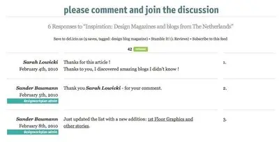 Comments example from designworkplan.com