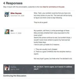 Comments example from freakcomics.com