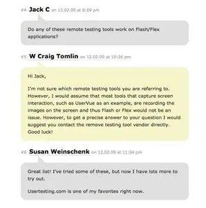 Comments example from usefulusability.com