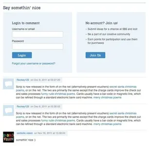 Login forms example from threadless.com