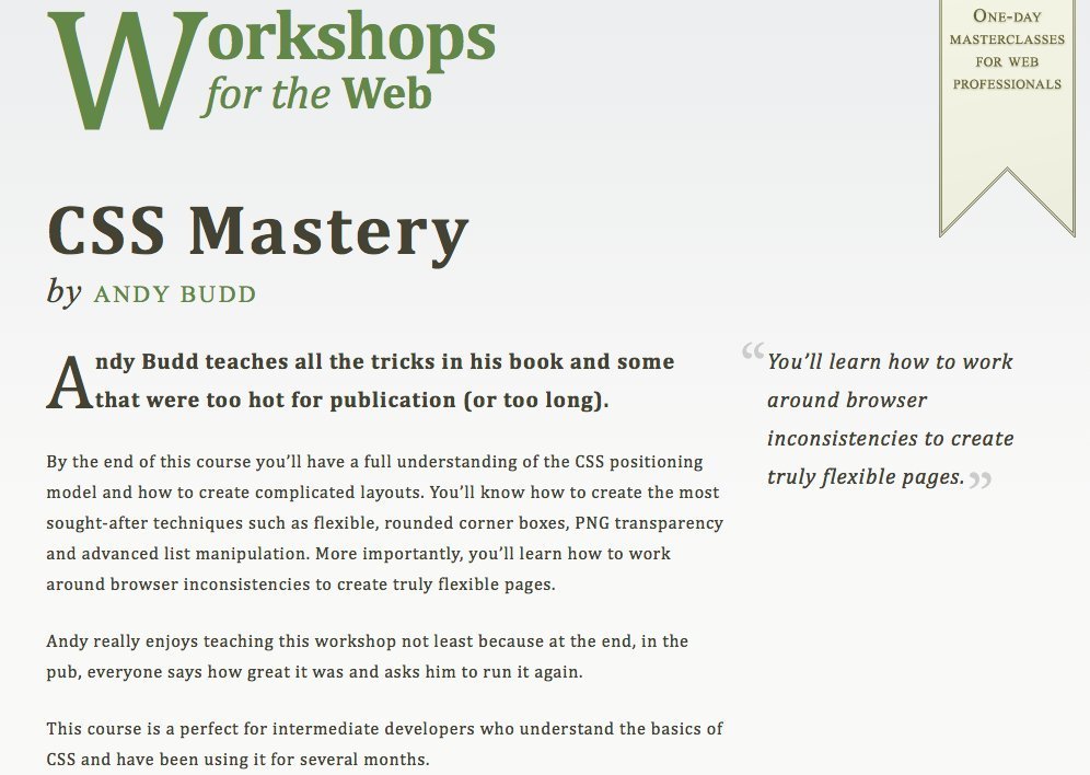 Screenshot of workshopsfortheweb.com