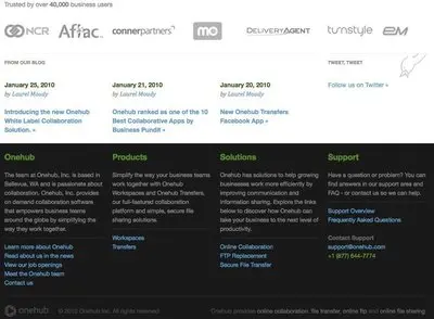 Fat Footer example from onehub.com