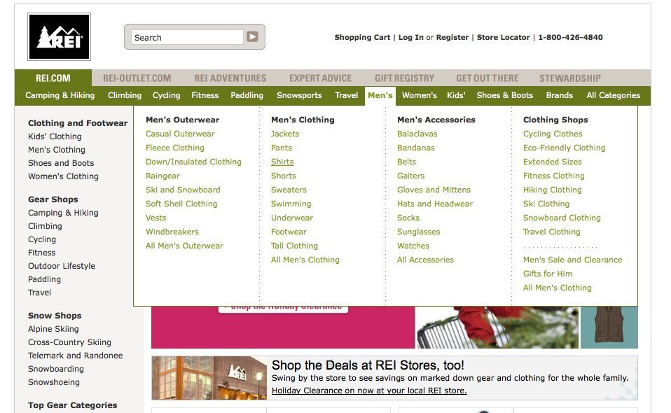 Screenshot of rei.com
