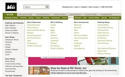 Navigation Tabs example from rei.com