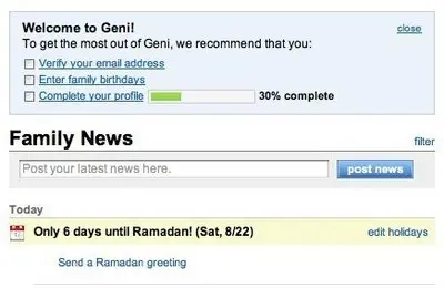 Completeness meter example from geni.com