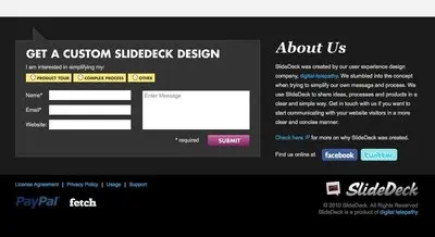 Contact form example from slidedeck.com