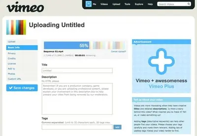 Completeness meter example from vimeo.com