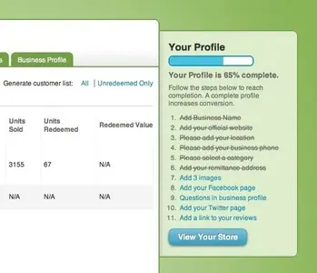 Completeness meter example from my.groupon.com