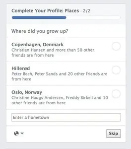 Completeness meter example from facebook.com