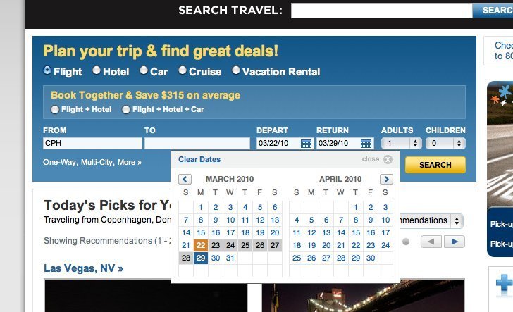 Screenshot of travel.yahoo.com
