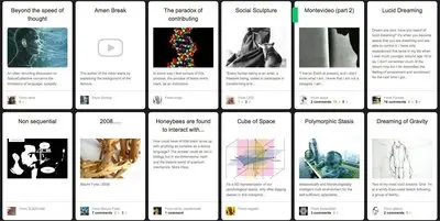 Content Teasers example from spacecollective.org