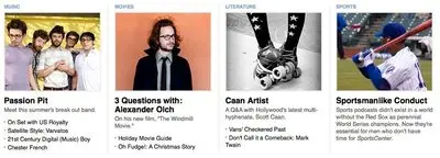 Content Teasers example from valetmag.com