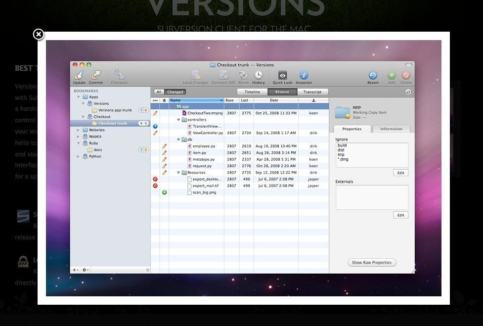 Screenshot of versionsapp.com