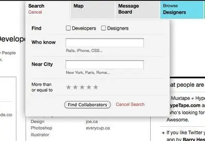 Forms example from collabfinder.com