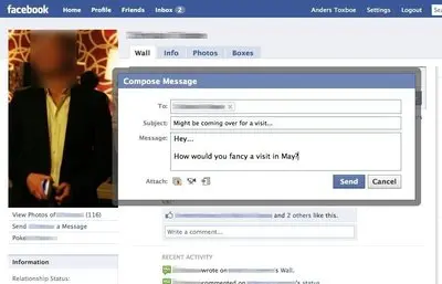 Modal example from facebook.com