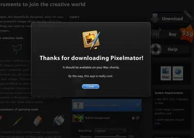 Modal example from pixelmator.com