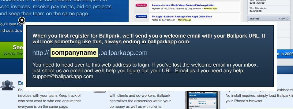 Screenshot of getballpark.com