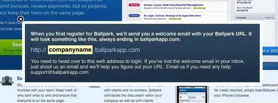 Modal example from getballpark.com