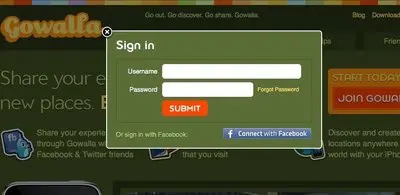 Login forms example from gowalla.com
