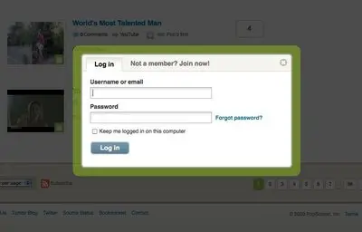 Login forms example from popscreen.com