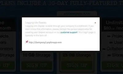 Modal example from goplanapp.com