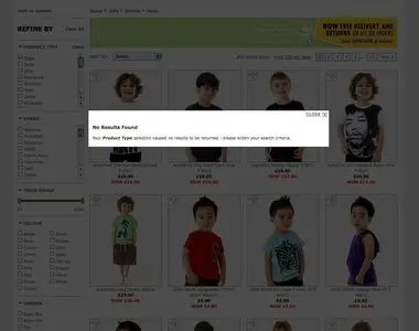 Filter Search example from asos.com