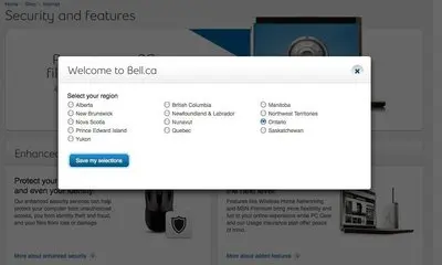 Modal example from bell.ca