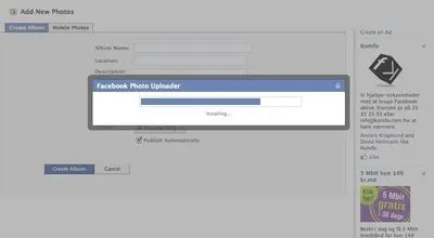 Modal example from facebook.com