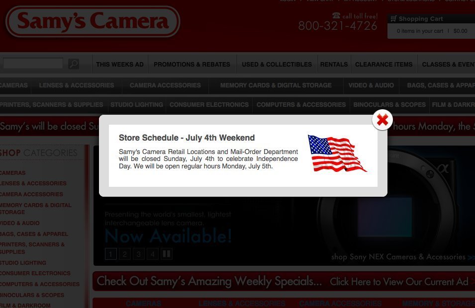 Screenshot of samys.com