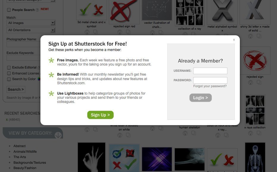 Screenshot of shutterstock.com