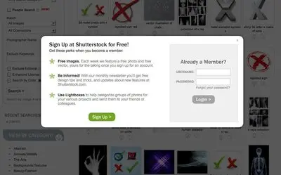 Modal example from shutterstock.com